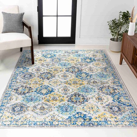 Jonathan Y Modern Persian Boho Vintage Trellis Blue/Multi 8 ft. x 10 ft. Area Rug MDP205A-8