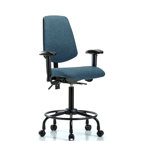 Blue Ridge Ergonomics Fab Med Bench Chair, Bk, RT, Cast, Blu, 6-Way Adjustable, 24" to 31" Height, Blue BR-FMBCH-MB-RT-T1-A1-RC-F43