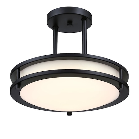 Westinghouse Lauderdale 12in 15W LED Indoor Semi Flush Mount, Color Temp Select, Matte Black, Frosted Acrylic 6136700