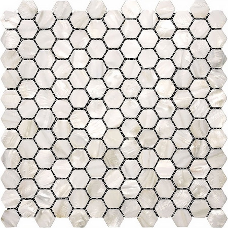 Apollo Tile Chiffon White 11.6 in x 11.6 in Shell Polished Floor and Wall Mosaic Tile 18.69 sqft/case, 20PK APLSMA88007A