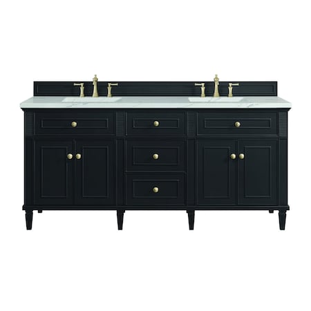 James Martin Vanities Lorelai 72in Double Vanity, Black Onyx w/ 3 CM Ethereal Noctis Silestone Top 424-V72-BKO-FENC