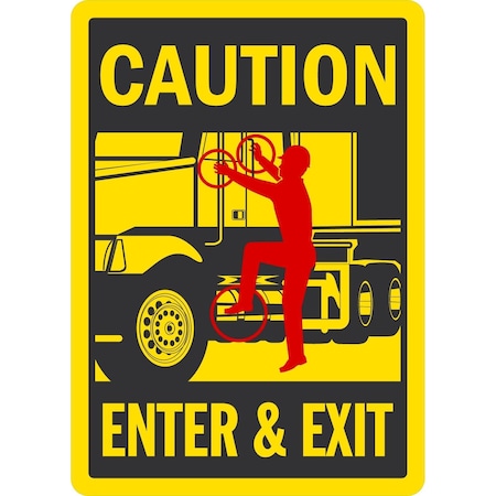 Lyle Caution Enter & Exit (W/Graphic), 10x14, Non-Reflective, Yellow G-1354-ND_10x14