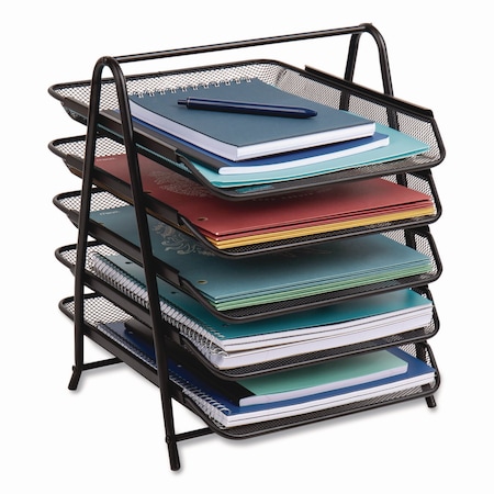 Mind Reader Metal Mesh Desk Tray Organizer, 5-Tier, Letter Size, 14 x 11.75 x 14.5, Black 5TPAPER-BLK