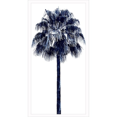 Homeroots Palm Tree Blue IV White Framed Print Wall Art 526996