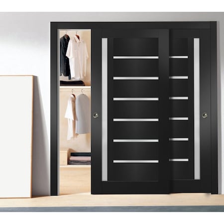 Sartodoors Sliding Closet Bypass Doors Black Solid Core Modern Interior QUADRO4088DBD-BLK-36