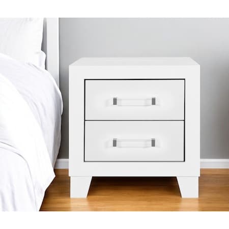 Homeroots 22" White Two Drawer Wood Nightstand 564648
