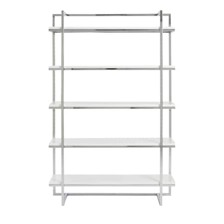 Homeroots 69" White Steel Five Tier Bookcase 544282