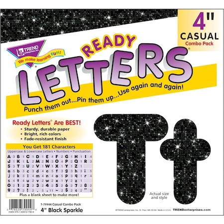 Trend Enterprises Black Sparkle 4" Casual Combo Ready Letters®, PK3 T79944