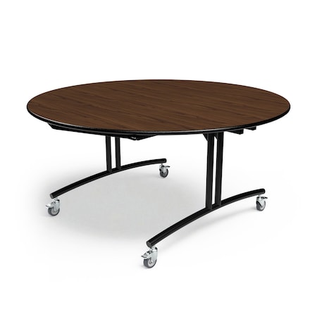 Palmer Hamilton Round Folding Table, 60 in W, 30 in H, Montana Walnut PHLIP20-3060RD-MWTB
