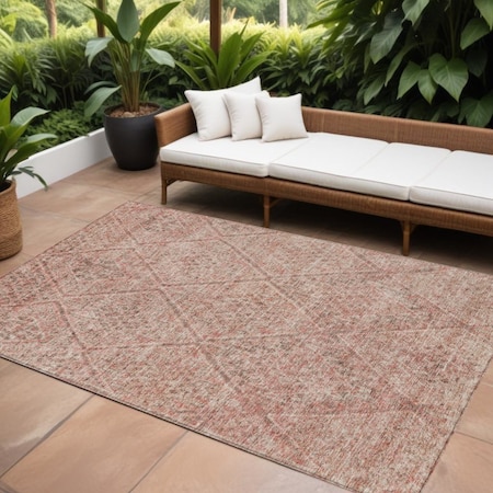 Homeroots 10' X 14' Pink And Brown Moroccan Washable Indoor Outdoor Area Rug 605138