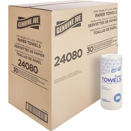 Genuine Joe Kitchen Roll Flexible Size Towels - 2 Ply - White - 160 Sheets Per Roll - 30 Rolls / Pack, 30PK GJO24080