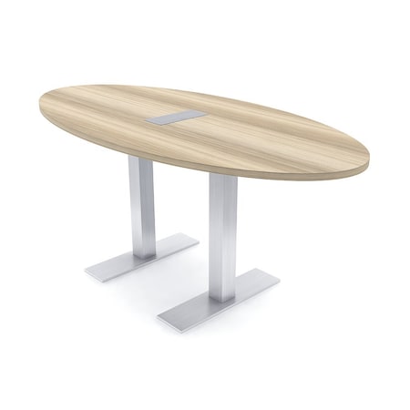 Skutchi Designs 6ft Oval Conference Table With Power | Harmony Series | 4 Person Meeting Room Table HAR-OVL-36X72-T-K525-ESIL