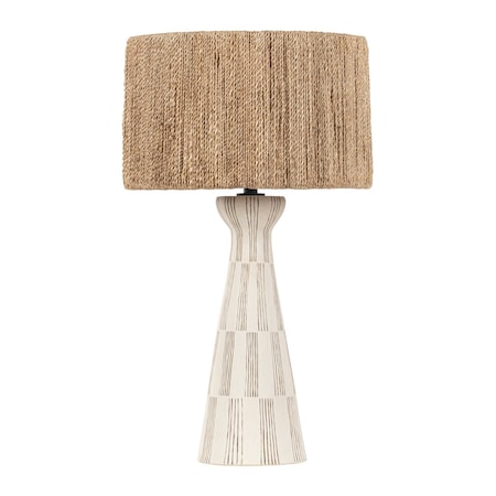 Troy Lighting Loft & Thought X Palma 1 Light Table Lamp 17 In. Patina Brass/Ceramic Graphic White PTL1230-SBK/CGH
