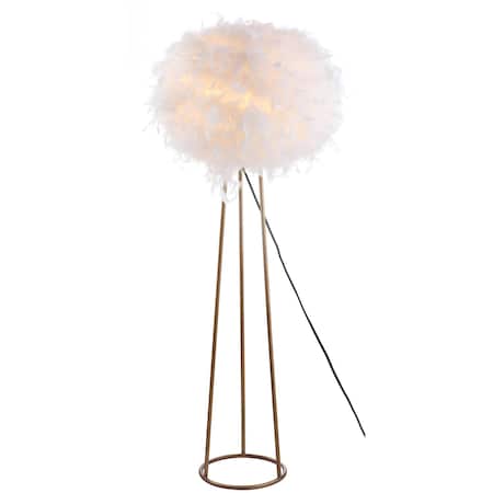Jonathan Y Stork 52" Feather Metal LED Floor Lamp, White/Gold JYL9052A