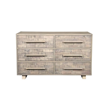 Homeroots 57" Gray Solid Wood Six Drawer Dresser 661220