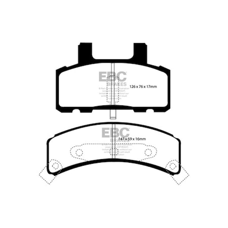 Ebc Yellowstuff Front Brake Pads for 1997-1999 Cadillac Deville 4.6L Rear Drums DP41273R