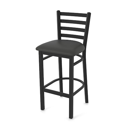 Holland Bar Stool Co 30" Stationary Bar Stool, Black Wrinkle, Canter Iron Seat 40030BW008