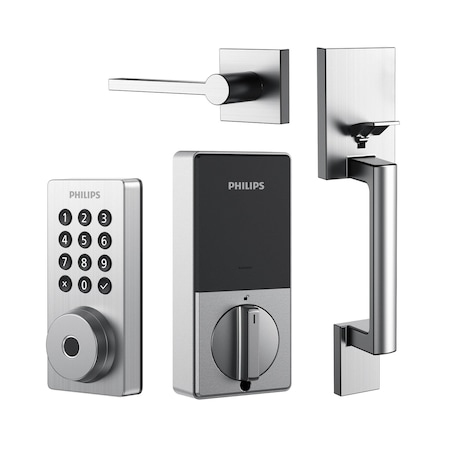 Philips Smart Wi-Fi Door Lock with Push Button Lighted Keypad Pin Code, Fingerprint Scanner BUN1042HWZHSN