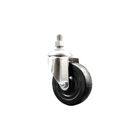 Service Caster 4 Inch 316SS Soft Rubber Wheel Swivel 12mm Threaded Stem Caster SCC SCC-SS316TS20S414-SRS-M1215