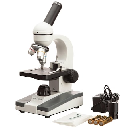 Amscope M148 Biological Science Student Monocular Compound Microscope 40X-1000X w/25 Biology Slide Collecti M148C-PS25