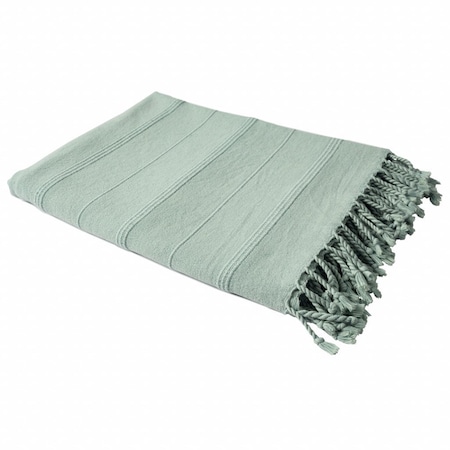 Homeroots Green Woven Cotton Striped Throw Blanket 516613