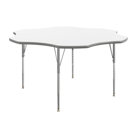 Flash Furniture Wren 60 in Flower Adjustable Height Activity Table, Thermal Laminate Top, Standard Legs, White XU-A60-FLR-WHT-T-A-GG