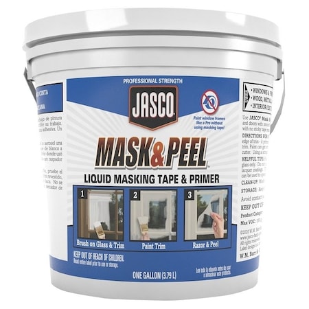 Jasco Mask and Peel Liquid Masking Tape and Primer, White, FlatMatte, 1 gal GJMS00292