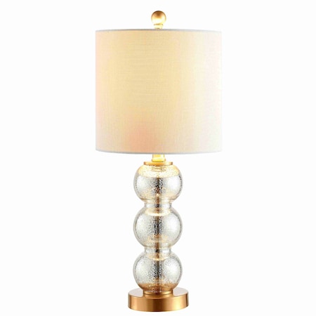 Jonathan Y February 21" Glass/Metal LED Table Lamp, Mercury Glass/Brass Gold JYL1021C