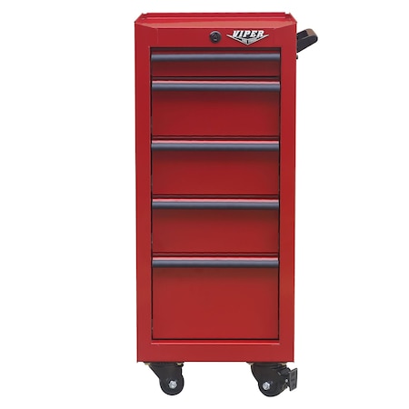 Viper Tool Storage 16-Inch 5-Drawer 18G Steel Rolling Tool/Salon Cart, Red V1605RDR