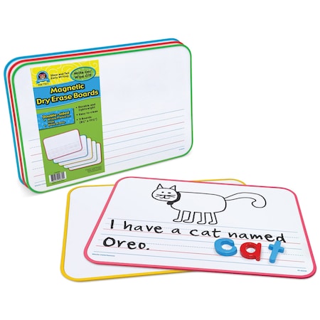 Teacher Created Resources Magnetic Double-Sided Show and Tell Early Writing Dry Erase Boards, 5 Assorted Colors 77077