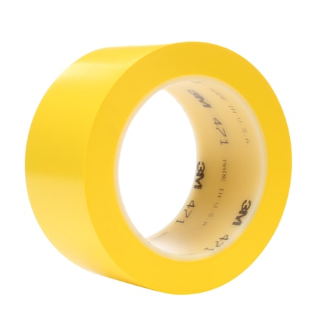 3M Floor Marking Tape, vinyl, No Legend, Yellow, 2 in W., 5.2 mil Thickness 471