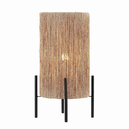 Jonathan Y Kai 16.5" Coastal Minimalist Rattan LED Table Lamp, Brown JYL4043A