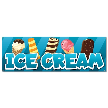 Signmission Ice Cream, 24 Inch, Banner B-72-30396
