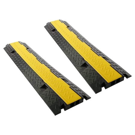 Pyle Cable Ramp, 1.90 in H, 40.70 in L, 9.80 in W, 2 Channel, Polyethylene, Yellow, 1 PR PCBLCO26X2
