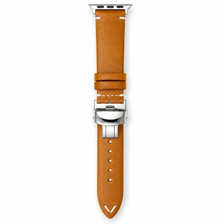 Elegani Leather Band Compatible with Apple Watch 49mm, Yellow, Yellow/Yellow Gold/Rose Gold Buckle LOT-YLW-49