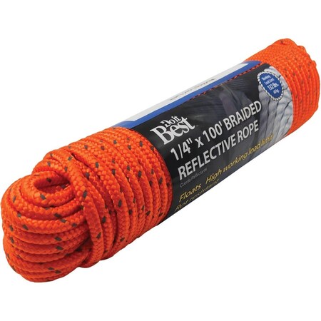 Do It Best 1/4'' x 100 Ft. Orange Braided Reflective Polypropylene Packaged Rope 703160