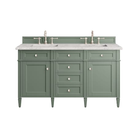 James Martin Vanities Brittany 60'' D Vanity, Smokey Celadon w/ Jasmine Pearl Top w/FreePower Wireless Charger 650-V60D-SC-FEJP