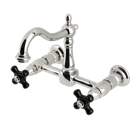 Kingston Brass Two-Handle Wall Mount Bridge Kitchen Faucet, Polished Nickel KS1266PKX