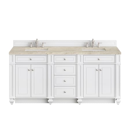 James Martin Vanities Bristol 72" Double Vanity, Bright White, w/ 3 CM Tajnar Eclos Top 157-V72-BW-3TJR