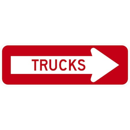 Lyle Trucks With Right Arrow, 24x8, Engineer Grade, White G-14513-EG_24x8