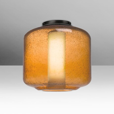 Besa Lighting Besa Niles 10 Ceiling, Amber Bubble/Opal, Black, 1x60W MAX E26 base NILES10AOC-BK