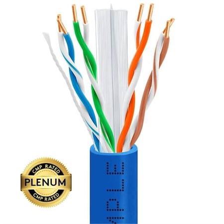 Cmple Cat6 Bulk Plenum Ethernet 550MHz Cable, 23AWG 1000 ft. - Blue 1322-N