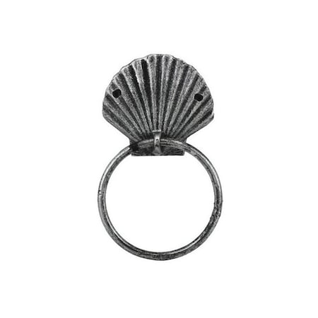 Handcrafted Decor Antique Silver Cast Iron Seashell Towel Holder- 8.5 in. K-0102F-silver