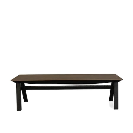 Homeroots 59in Walnut and Black Solid Wood Dining Bench 716239
