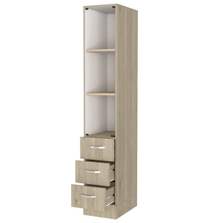 Homeroots 18" Pine Tree Laminate Accent Cabinet With Three Shelves And Four Drawers 491988