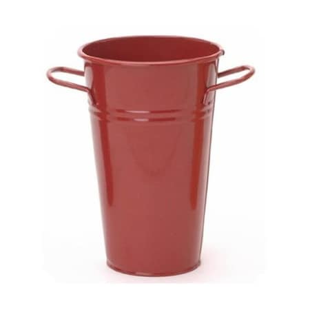 Esteras Tikar 6.5 in. dia. x 9.5 in. Enameled Galvanized Vase, Red ES2588661