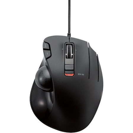 Elecom EX-G Wired Ergo Trackball, Ruby Ball bearing, 5 Programmable Buttons, Windows, Mac M-XT3URBK