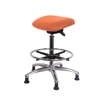 Blue Ridge Ergonomics Vinyl Sit-Stand Chr-Standing Ht with Chr Foot Ring Stat Glides in Orange Kist Trailblazer Vinyl VSTSS-CR-CF-RG-8613