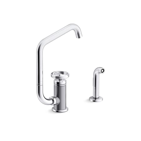 Kohler Billet Single-handle bar sink faucet with two-function extended-reach spout and side sprayer 28667-9-CP