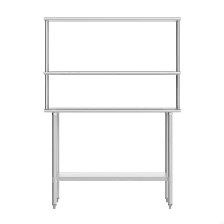 Flash Furniture Reese 30x48 Portable Work Table, SS Top Shelf and Dbl Overshelves and Galvanized Steel Undershelf NH-WT-3048-OSH-GG